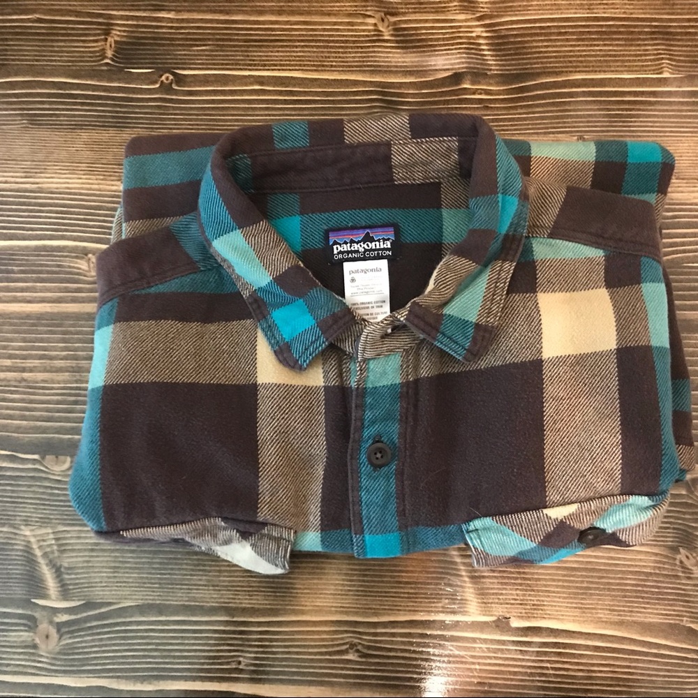 Patagonia plaid flannel, Size Medium, Colors Blue and Brown